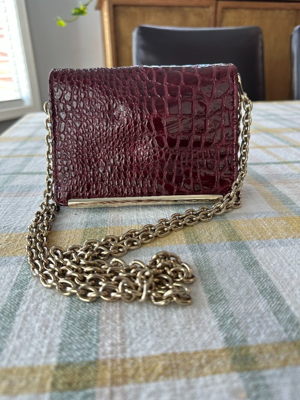 Red Faux Crocodile Skin Purse